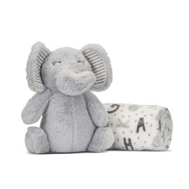 Paturica moale cu jucarie din plus elefant, Nappy, 90 x 75 cm, 0 luni+, Grey