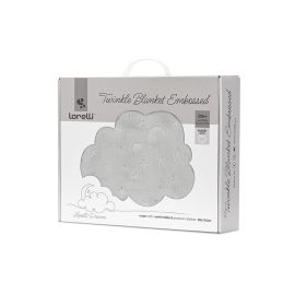 Paturica pentru bebelusi, Twinkle, material moale, model decorativ in relief, 80 x 110 cm, 0 luni+, Grey