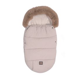 Sac termic de iarna pentru carucior, captuseala polar, impermeabil, cu blanita detasabila, Luxe Beige