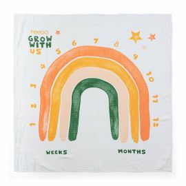 Set 2 museline, Feedo, Din bambus, Multifunctionale, Hipoalergenice, Cu indicator de varsta, Conform standardului european de securitate Oeko-Tex 100, Dimensiuni mari:120x120 cm, Multicolor