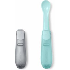 Skip Hop - Set 2 lingurite pliabile pentru calatorii, Gri / Turcoaz