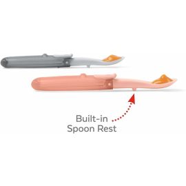 Skip Hop - Set 2 lingurite pliabile pentru calatorii, Gri / Soft Coral