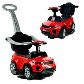 Masinuta de impins, Baby Mix, Cu maner de impins detasabil, Cu protectii laterale, Cu melodii si claxon, Cu suport jucarii sub sezut, Rosu