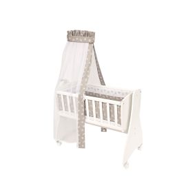 Set lenjerie pat balansoar First Dreams, 7 piese, bumbac ranforce, Abstract Leaves Grey Beige