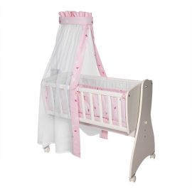 Set lenjerie pat 7 piese, bumbac ranforce, pentru pat balansoar First Dreams, Butterflies Pink