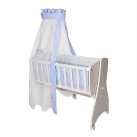 Set lenjerie pat 7 piese, bumbac ranforce, pentru pat balansoar First Dreams, Bear Blue