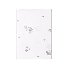 Cearceaf bumbac ranforce, 100 x 150 cm, Little Rabbits Grey