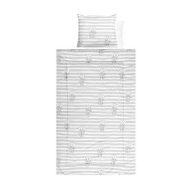 Set lenjerie pat 4 piese, bumbac ranforce, Grey Striped