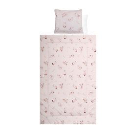 Set lenjerie pat 4 piese, bumbac ranforce, Beige Bunnies