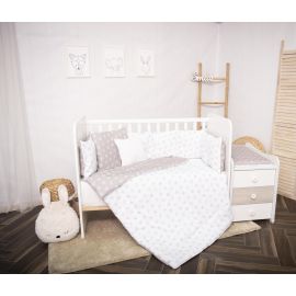 Set lenjerie pat 8 piese, bumbac ranforce, Trend, Abstract Leaves Grey Beige