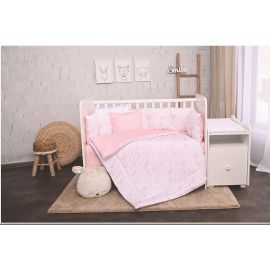 Set lenjerie pat 8 piese, bumbac ranforce, Trend, Pink Moons & Stars