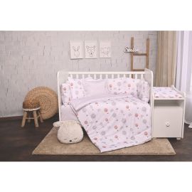 Set lenjerie pat 8 piese, bumbac ranforce, Trend, Grey Ballons