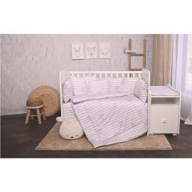 Set lenjerie pat 8 piese, bumbac ranforce, Trend, Grey Striped