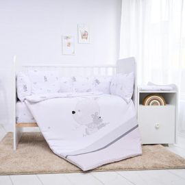 Set lenjerie pat 8 piese, bumbac ranforce, Trend, Little Rabbits Grey