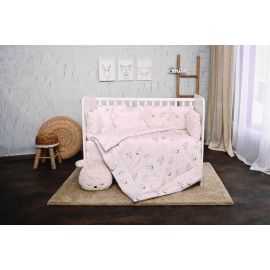 Set lenjerie pat 8 piese, 70x140 cm, bumbac ranforce, Beige Bunnies