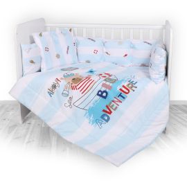 Set lenjerie pat 7 piese, Lily, bumbac ranforce, Adventure Blue