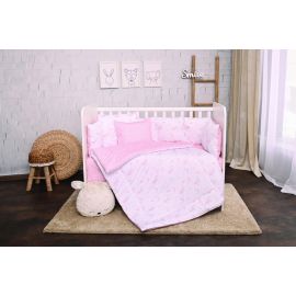 Set lenjerie pat 7 piese, Lily, bumbac ranforce, Pink Moons & Stars