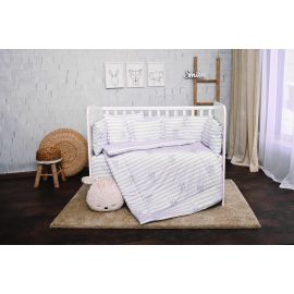 Set lenjerie pat 7 piese, Lily, bumbac ranforce, Grey Striped