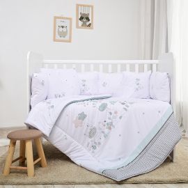 Set lenjerie 7 piese, Lorelli, Lily, bumbac ranforce, pentru paturi 60 x120 cm, Giraffe