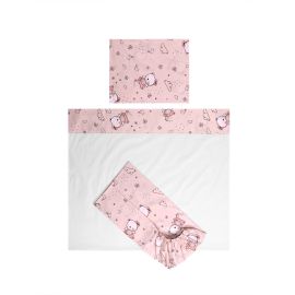 Set lenjerie pat 60 x 120 cm Tiny Dream, 3 piese, bumbac ranforce, Pink Ballerina Bear