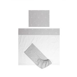 Set lenjerie pat 60 x 120 cm Tiny Dream, 3 piese, bumbac ranforce, Bear Grey