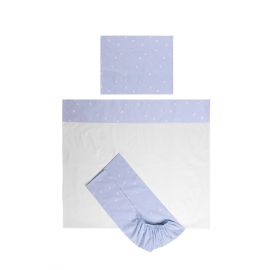 Set lenjerie pat 60 x 120 cm Tiny Dream, 3 piese, bumbac ranforce, Train Blue