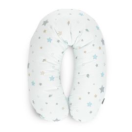 Perna alaptare, 190 cm, husa 100% bumbac ranforce, Bear with swing Blue