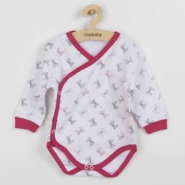 Body cu maneca lunga, New Baby, Marime 62, Din bumbac 100%, Bow Raspberry