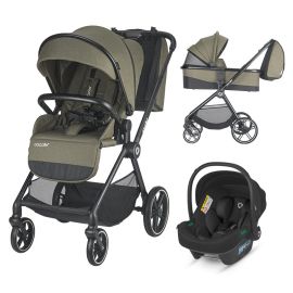 Carucior modular 3in1 Coccolle Lissia Moss green +Scoica auto iSize Coccolle Knox Black