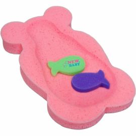 Reductor de baie, New Baby, Maxi, Din burete, 58 cm, Cu jucarii din spuma, Bear Pink