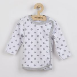 Bluza cu maneca lunga, New Baby, Cu capse, Marime 56, Din bumbac 100%, Classic II Grey with stars