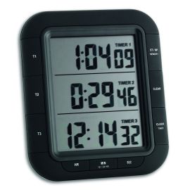 Timer si cronometru digital triplu, cu operare simultana, ceas, memorie, negru, TFA 38.2023