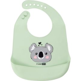 Baveta, FreeON, Moale, Din silicon fara BPA, Cu buzunar, 31 x 24 cm, Panda Green