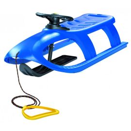 Sanie Bullet Control, albastra, copii si adulti, cu volan pentru controlul directiei, sina alunecare din otel, 102.5x40x45cm