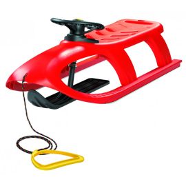 Sanie Bullet Control, rosie, copii si adulti, cu volan pentru controlul directiei, sina alunecare din otel, 102.5x40x45cm