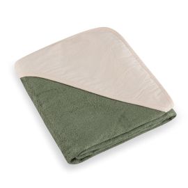 Prosop cu gluga, Petite&Mars, Loulou, Mare, 100 x 100 cm, 70% bambus, 30% bumbac, Certificare Oeko-Tex Standard 100, Hipoalergenic, respirabil si rezistent la mirosuri, Verde Botanic