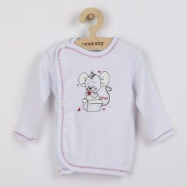 Bluza cu maneca lunga, New Baby, Cu capse, Marime 62, Din bumbac 100%, Mouse Baby Nightgown White