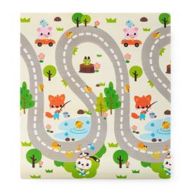 Covoras de joaca interactiv, Petite&Mars, Joy Max, Design Animale si litere, Reversibil, Cu suprafata antiderapanta si impermeabila, 180 x 150 x 1.5 cm, 0 luni+, Conform standardului de securitate EN71-1 2 3, Multicolor