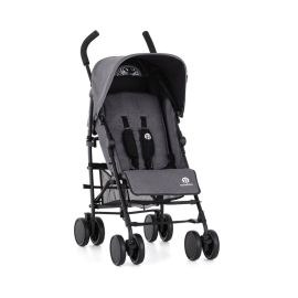 Carucior sport, Petite&Mars, Musca, Cu spatar reglabil, Capotina XXL, Usor, 7.9 kg, 6 luni+, Conform cu standardul european de securitate EN 1888:2018, Gri