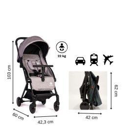 Carucior sport, Petite&Mars, Travel, Ultra-usor, 5 9 kg, 6-36 luni, Compact, Conform cu standardul EN 1888: 2018, Shadow Grey