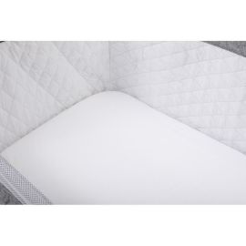 Set 2 cearceafuri cu elastic, Bubaba, Pentru patut leagan sau patut co-sleeper, Dimensiune 90x50 cm, Din bumbac jersey, Alb si gri