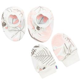 Set 2 piese, New Baby, Include botosei, manusi, Marime 56, Din bumbac 100%, Lovely Pink