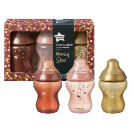 Set biberoane Steaua Diminetii Tommee Tippee, 260 ml, 3 buc, 0luni+, Portocaliu