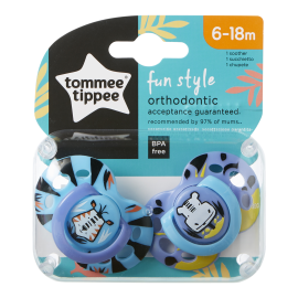 Set Suzete Ortodontice de Zi FUN, Tommee Tippee, 6-18 Luni, 2 buc, Tigru / Hipopotam
