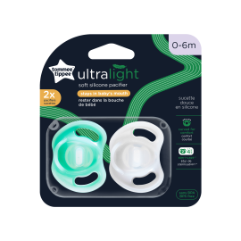 Suzeta Ortodontica Usoara, Tommee Tippee, 2 buc, 0-6 luni, Transparent / Turquoise