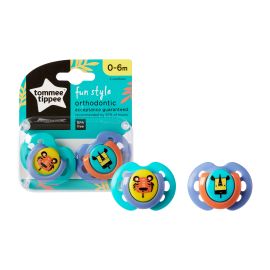 Suzeta ortodontica de zi Tommee Tippee Fun Ecomm, 0-6 luni, Tigru / Rinocer, 2 buc