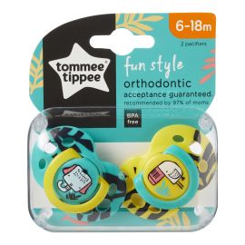 Suzeta ortodontica de zi Tommee Tippee Fun Ecomm, 6-18 luni, Elefant / Pasare, 2 buc