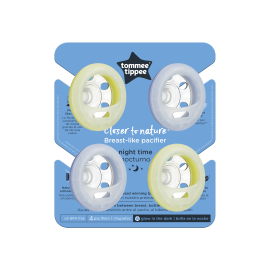 Suzeta de noapte Tommee Tippee Closer to Nature "Breast like pacifier", 0-6 luni, Roz/Galben, 4 buc