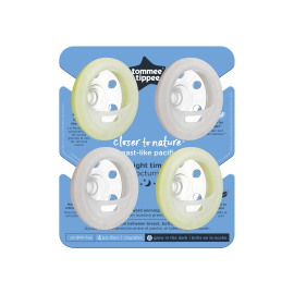 Suzeta de noapte Tommee Tippee Closer to Nature "Breast like pacifier", 6-18 luni, Roz/Galben, 4 buc