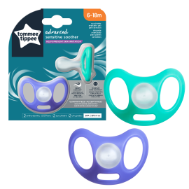 Suzeta Tommee Tippee Sensitive, 6-18 luni, Mov/Turcoaz, 2 buc
